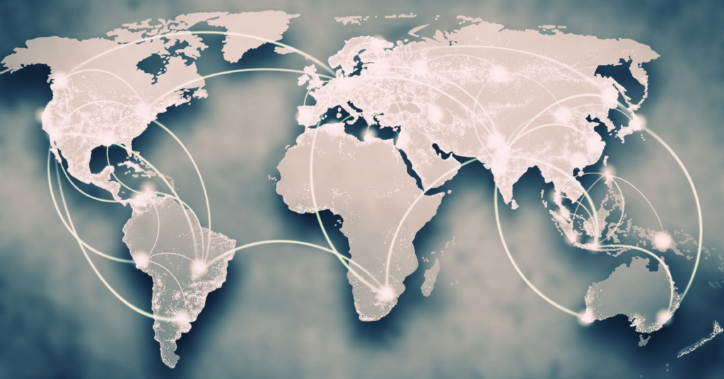 World Map with connecting networks